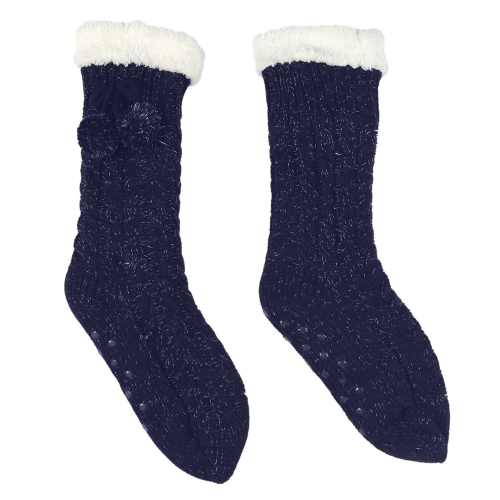 Chaussettes lainage métallisé à pompons