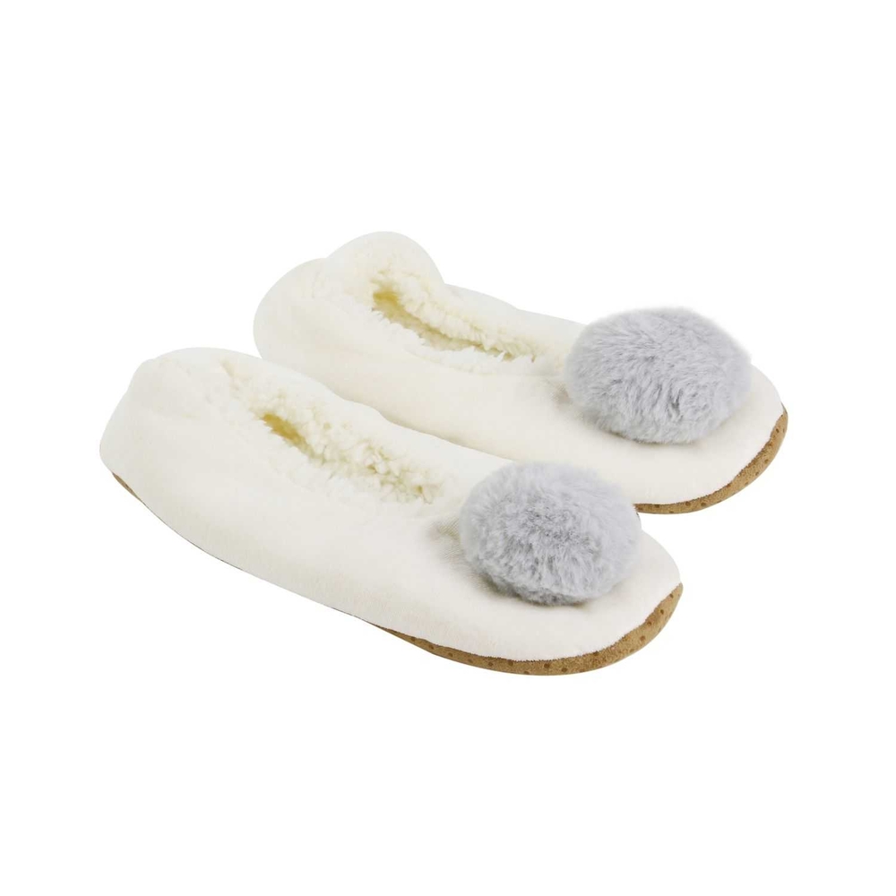 Chaussons ballerines Sherpa à pompon