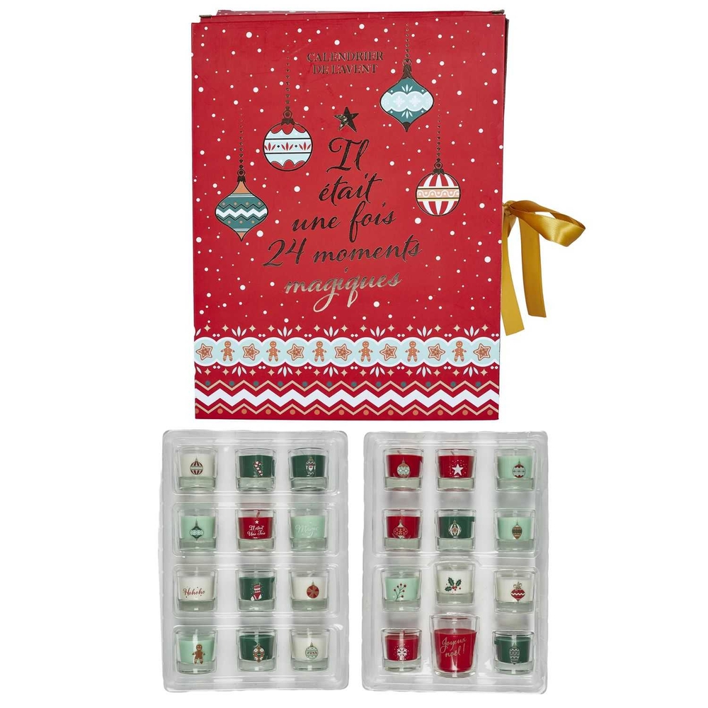 Bougie parfumée, calendrier de l'Avent pour Noël - x24 cases
