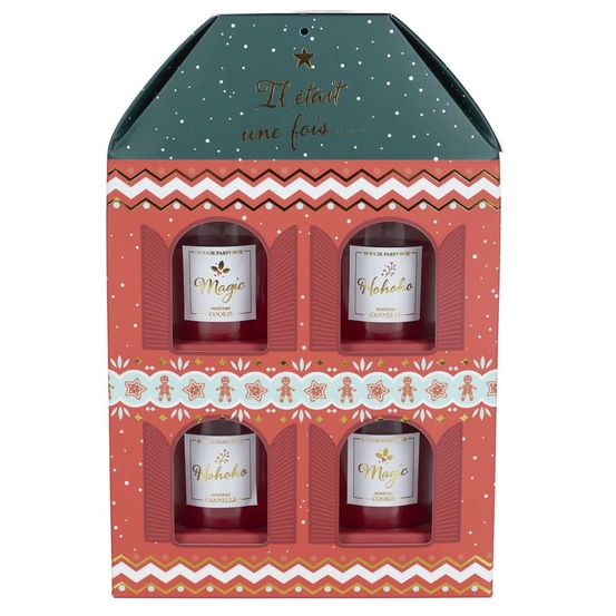 Lot de 4 bougies parfumées de Noël, senteur cookie cannelle