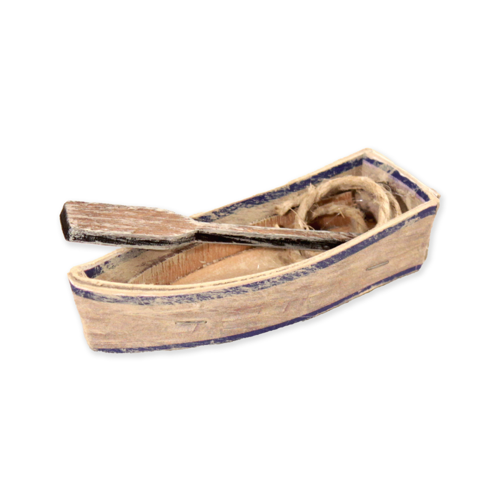 Bateau avec rame pour décoration de crèche 5x10cm h5cm