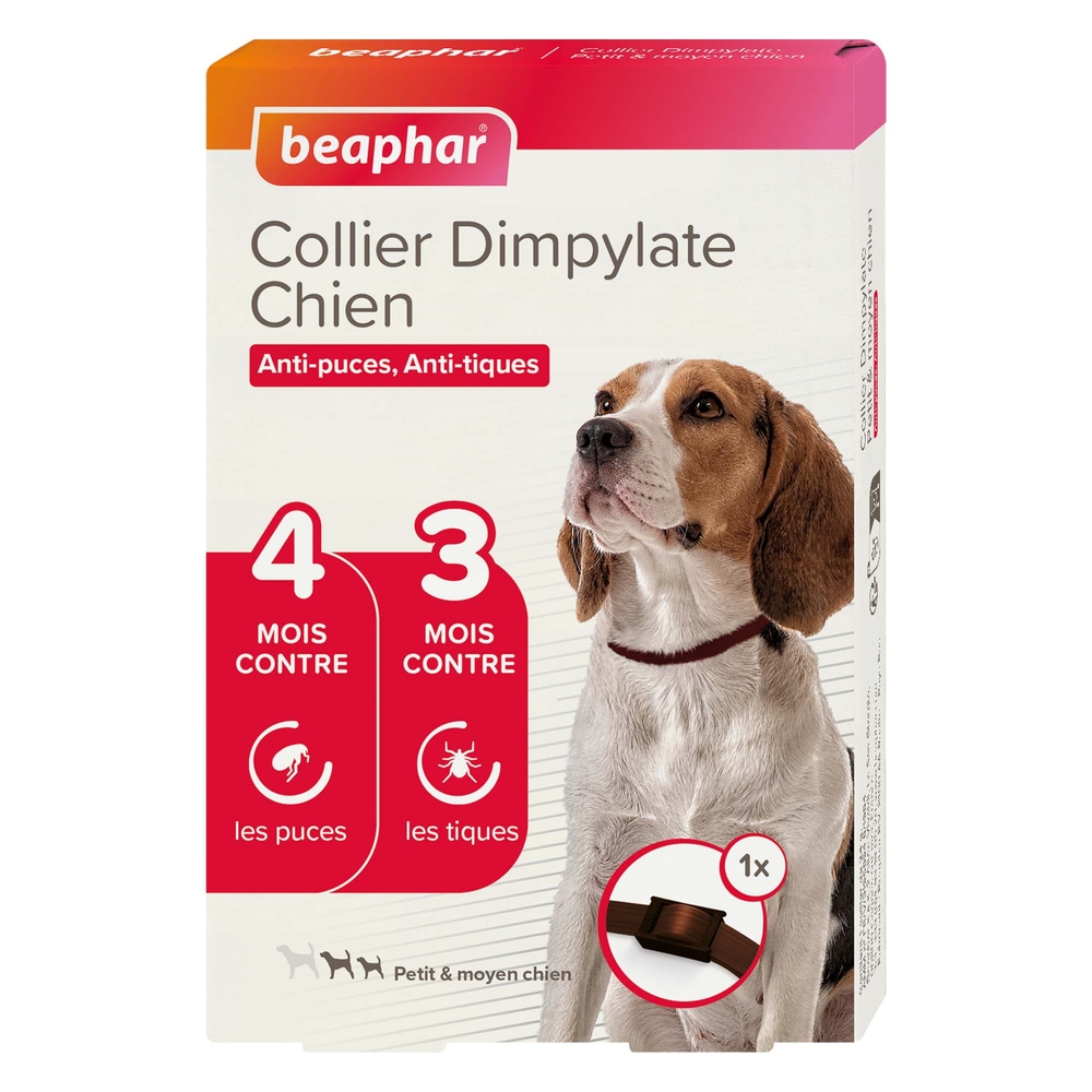 Collier anti-puces et anti-tiques Dimpylate pour petit et moyen chien