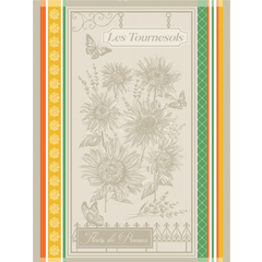 Torchon jacquard en coton : Tournesol, coloris mixte - L.70xl.50cm