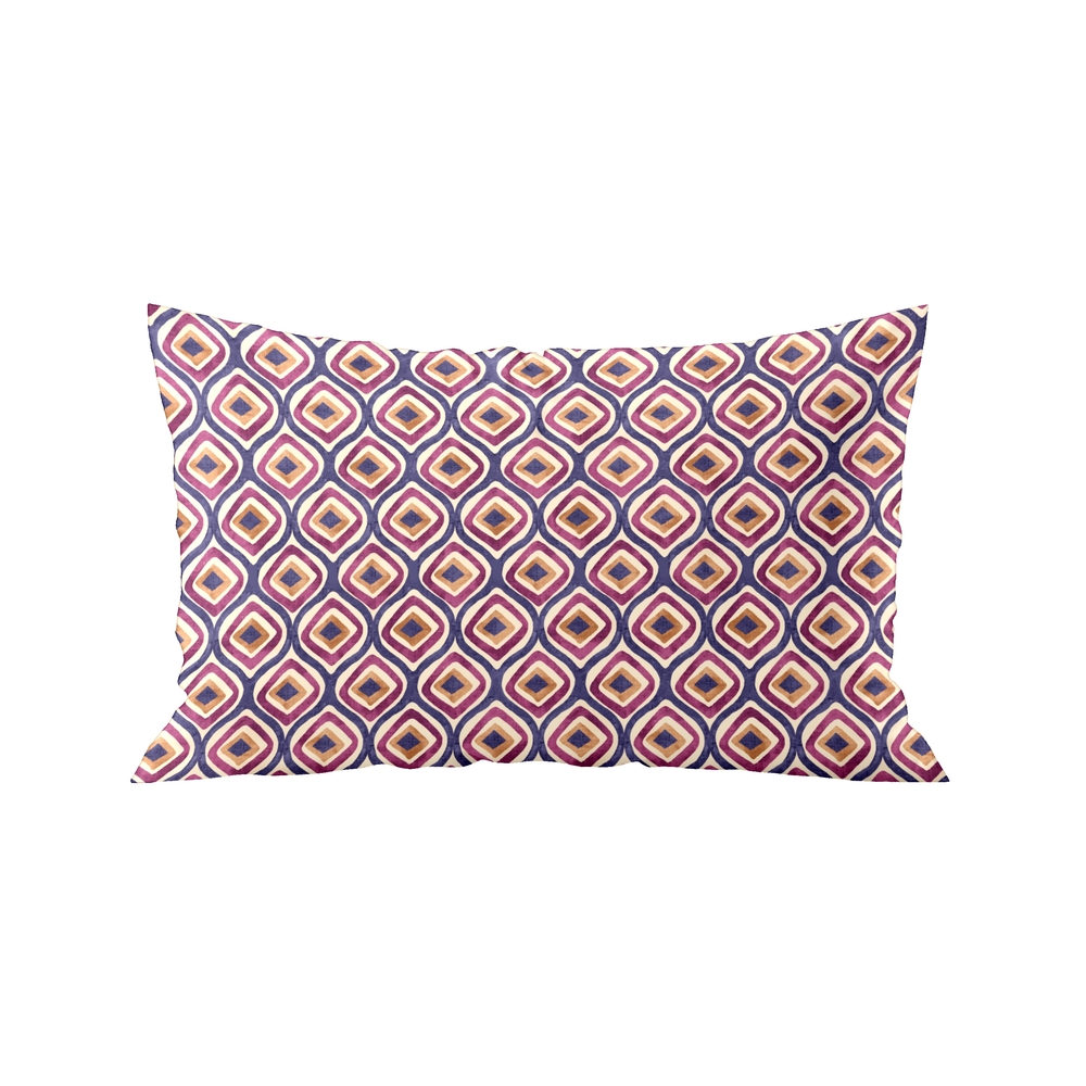 Coussin ivoire prune 35x50cm