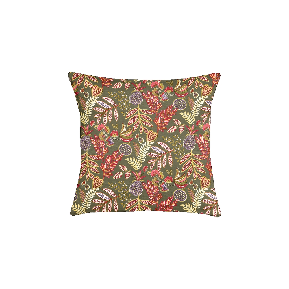 Coussin d'intérieur Mambo, tissu Jacquard vert kaki 45x45cm