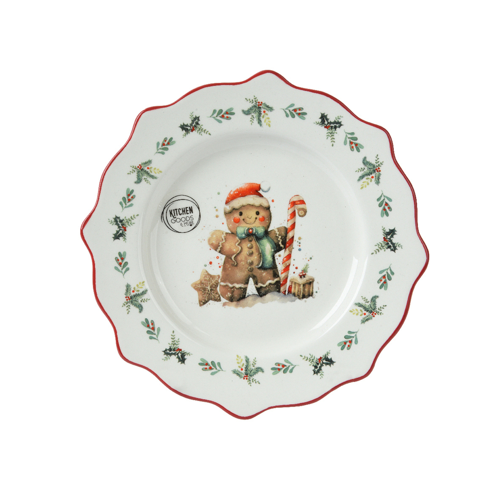 Assiette en céramique, motif Bonhomme pain d'épices - D.20cm