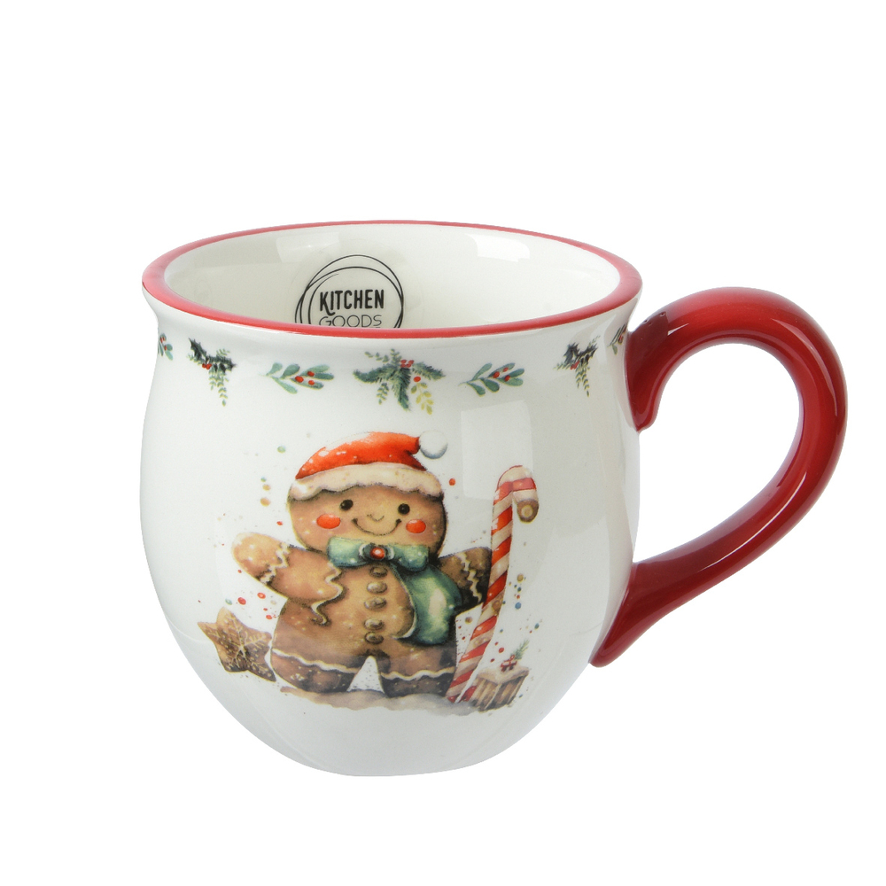 Mug en céramique, motif Bonhomme pain d'épices - D.9,8xH.13,5cm