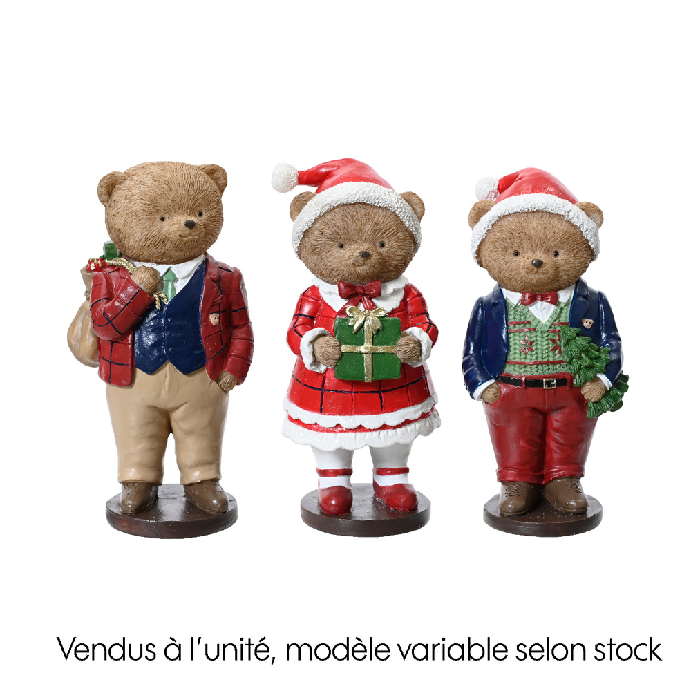 Figurine de Noël : Ours en résine - H.14,5cm