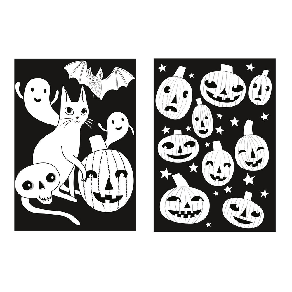 Coloriages d'Halloween tactiles, Citrouilles velours 15x21cm - x2pcs