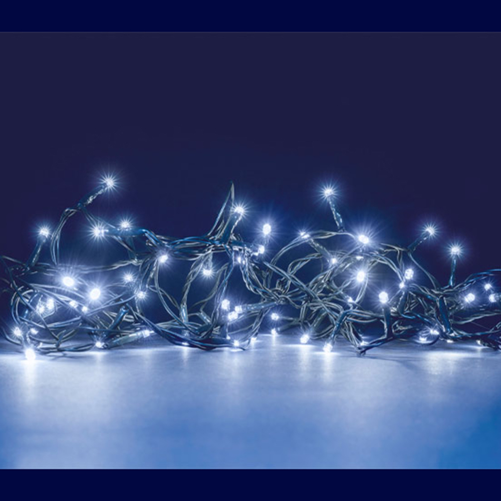 Guirlande lumineuse solaire animée 100 led, blanc froid - 10m