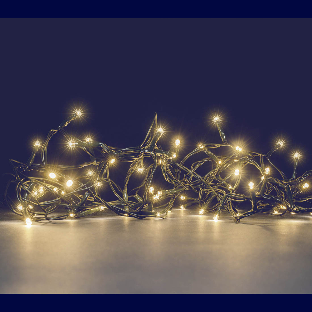 Guirlande lumineuse solaire animée 100 led, blanc chaud - 10m