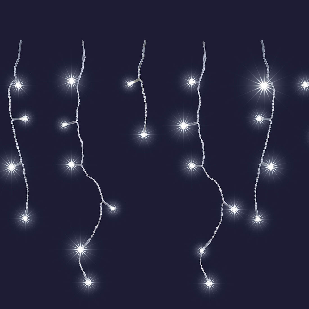 Rideau Stalactite solaire animé 160 led, blanc froid - 8m