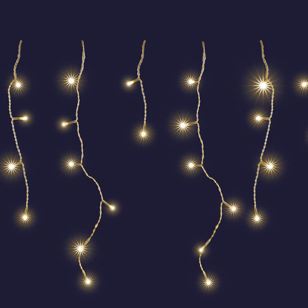 Rideau Stalactite solaire animé 160 led, blanc chaud - 8m