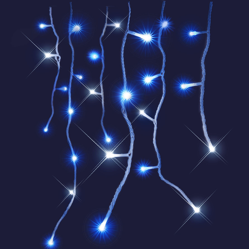 Guirlande lumineuse animée 130 led, bleu et flash - 8m