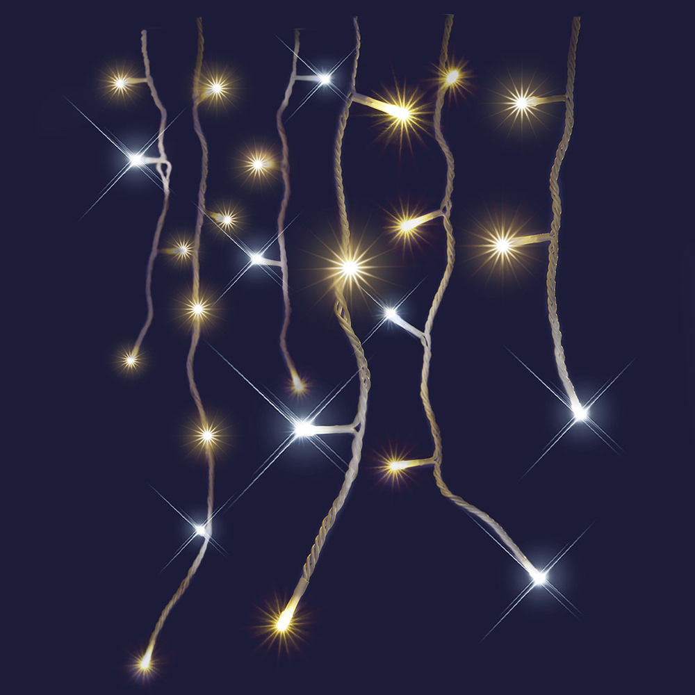 Guirlande lumineuse animée 130 led, blanc chaud et flash - 8m