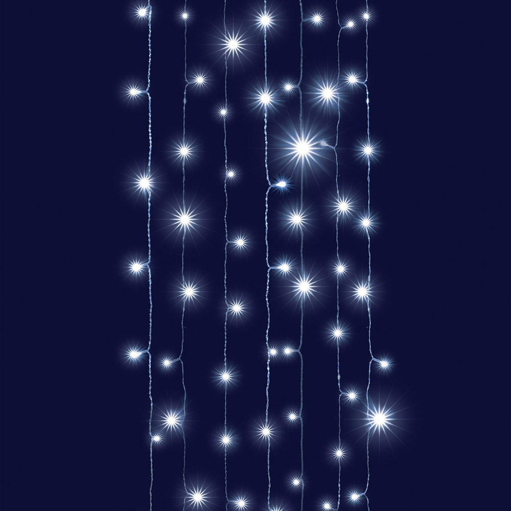 Rideau lumineux animé chute de neige 96 led, blanc froid - 2m