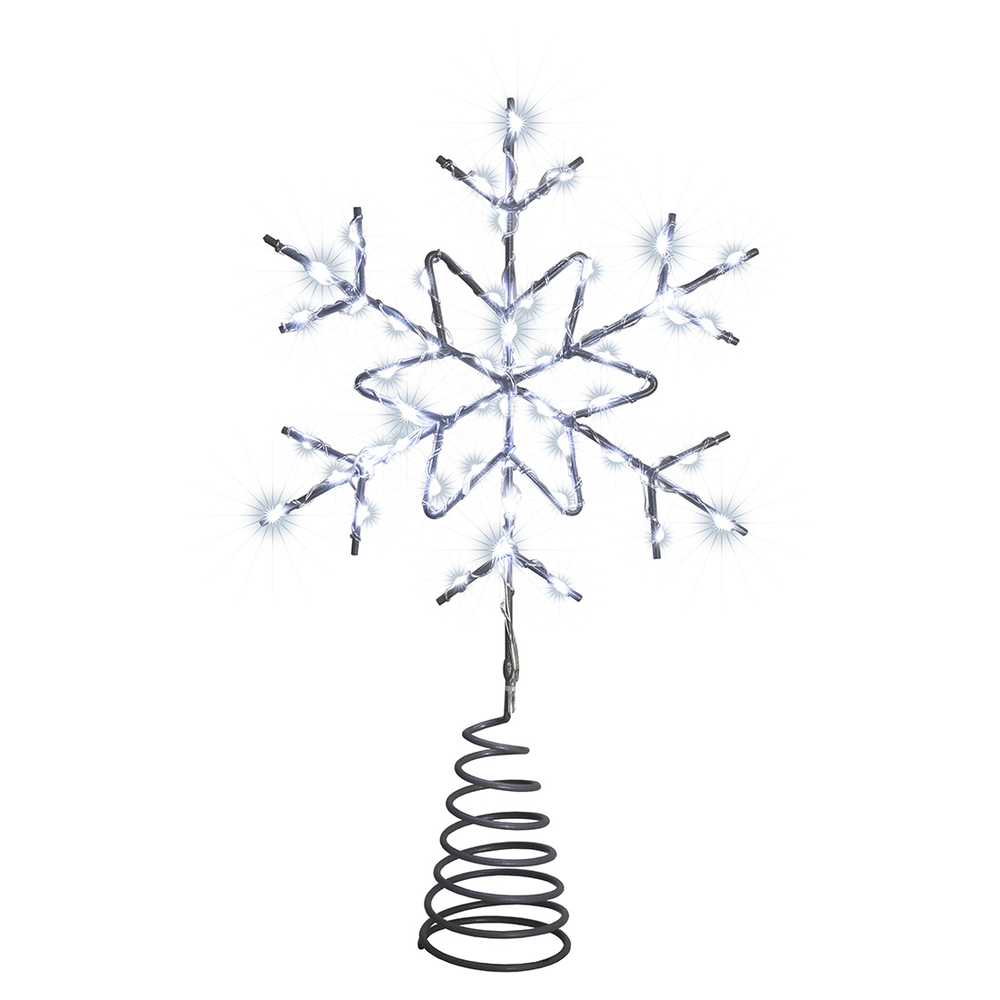 Cimier de Noël : flocon de neige lumineux, coloris blanc - H.30cm