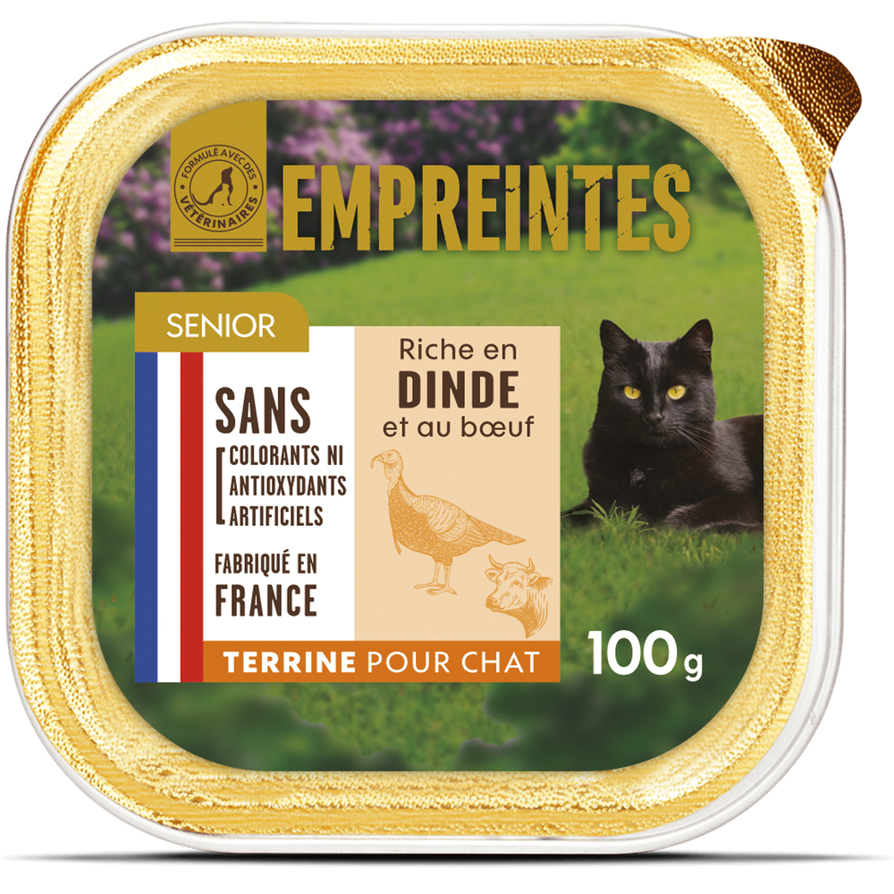 Terrine riche en dinde et au bœuf pour chat senior 100g