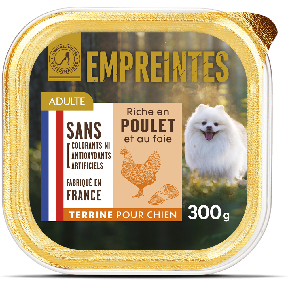 Terrine riche en poulet et au foie pour chien 300g