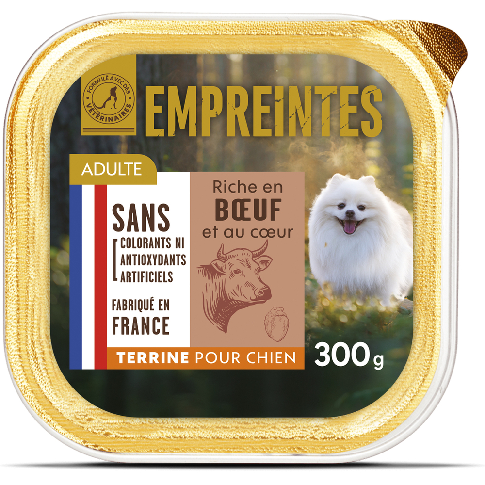 Terrine riche en bœuf et au cœur pour chien 300g