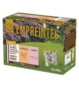 Emincés en gelée à la volaille et au saumon pour chaton 12x100g