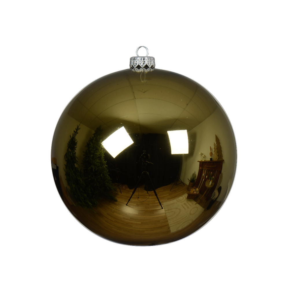 Boule de Noël en verre brillant, coloris vert romarin - D.8cm