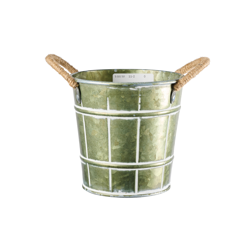 Pot en zinc naturel/kaki D.13xH.13cm