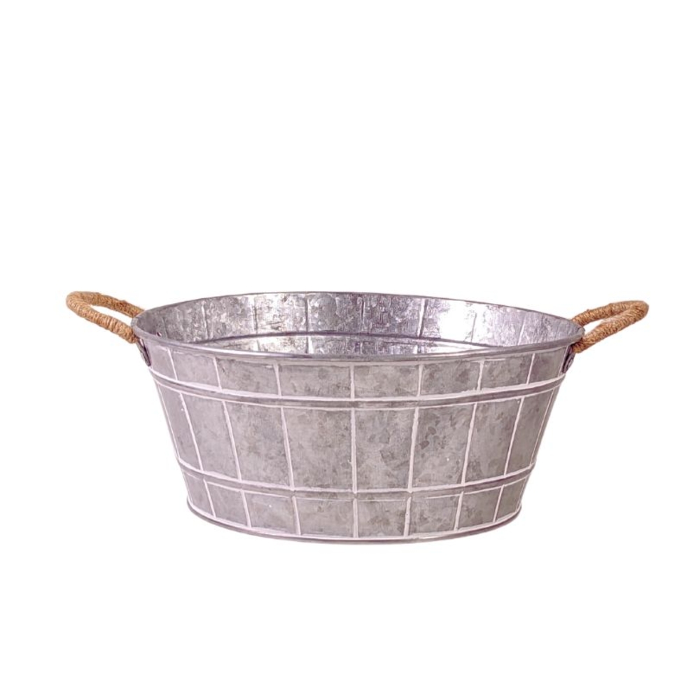 Coupe en zinc naturel/kaki D.21xH.9cm