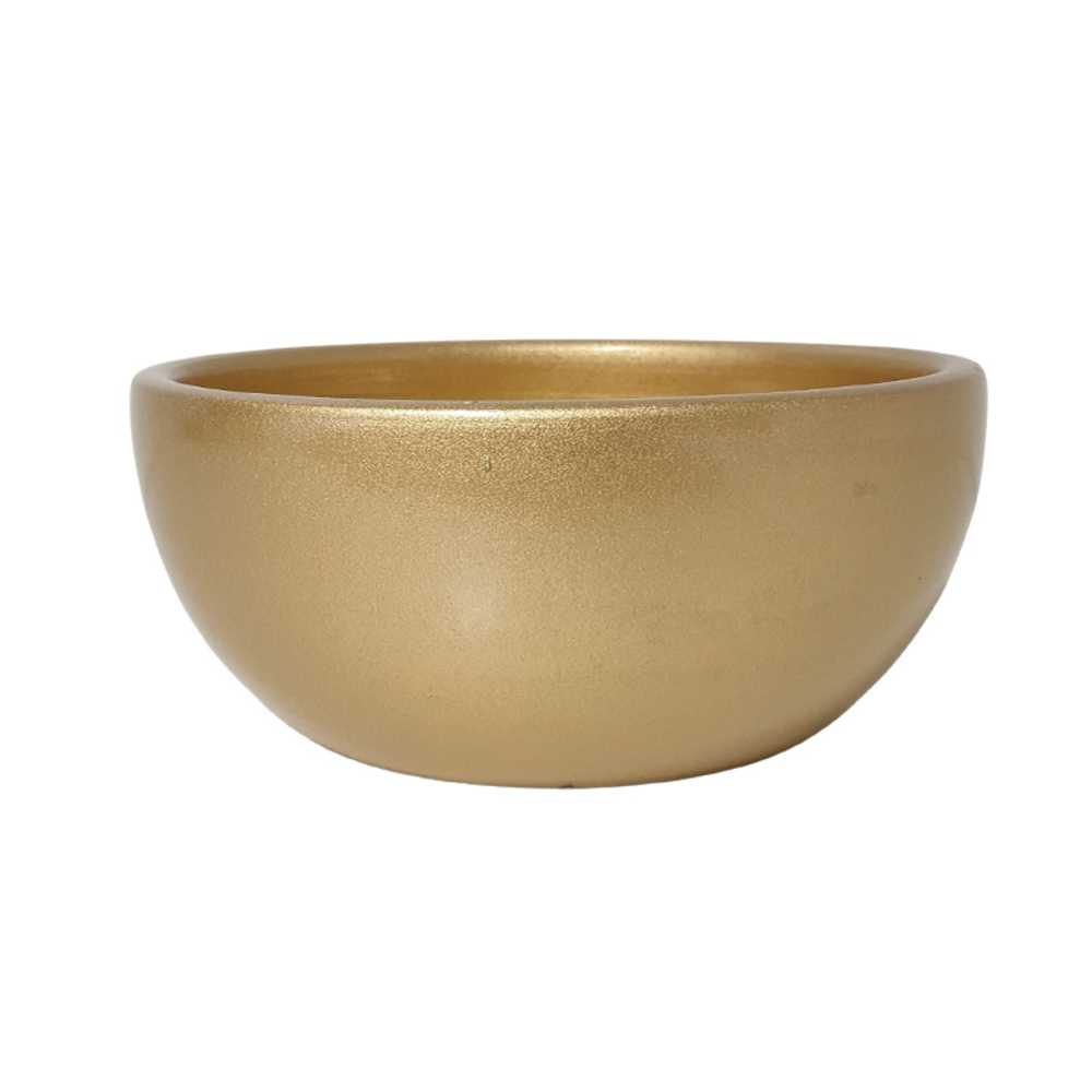 Coupe ronde en céramique or - D.25xH.11cm