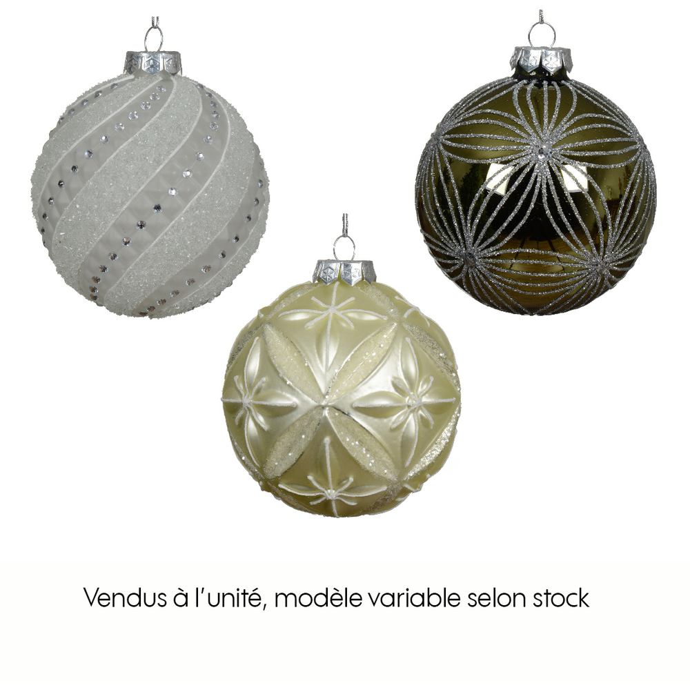 Boule de Noël en verre avec sequins paillettes - D.10cm