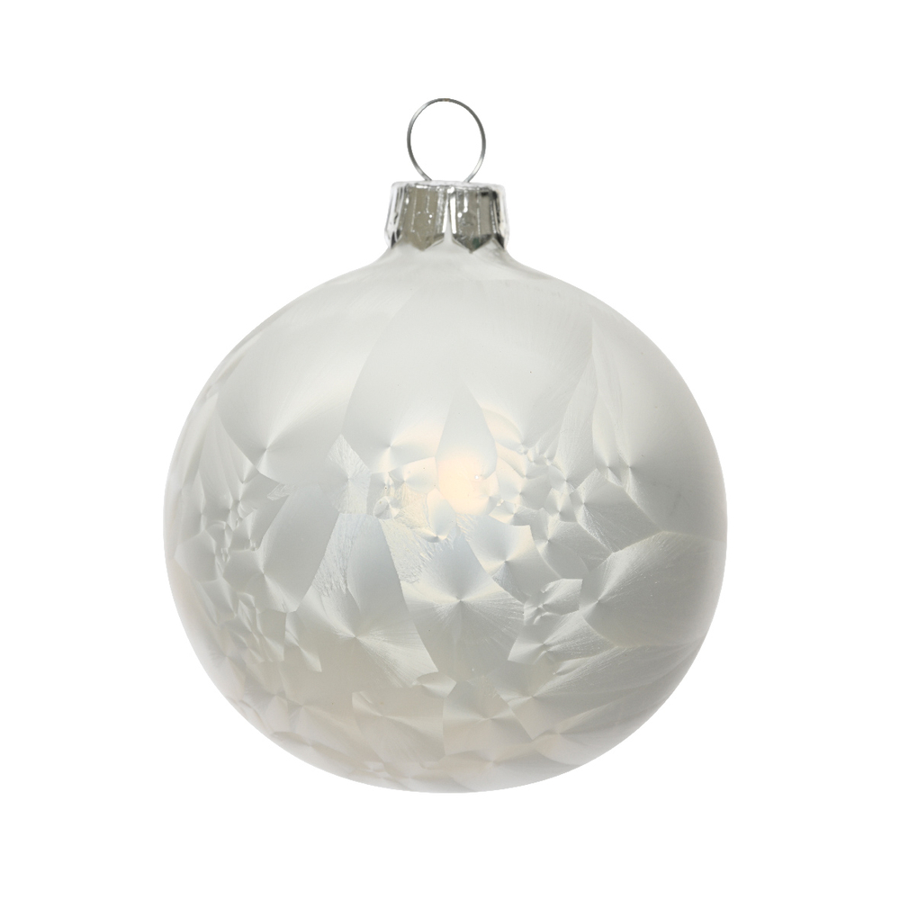 Boule de Noël en verre mat, coloris givre blanc - D.8cm