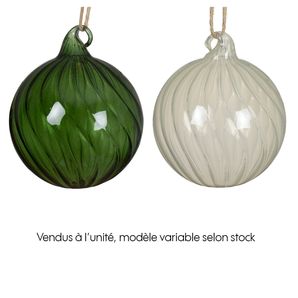 Boule de Noël en verre avec motif torsadé - D.10cm