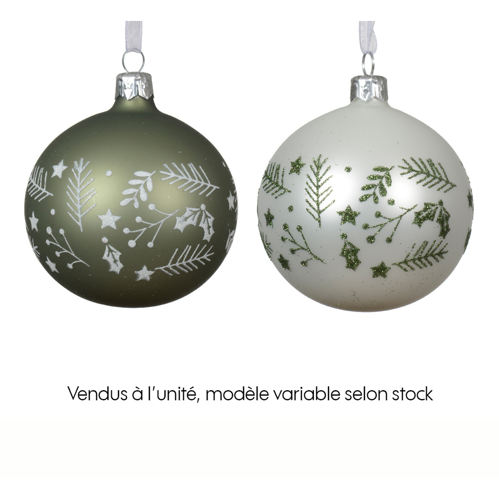 Boule de Noël en verre, pourtour avec motif 