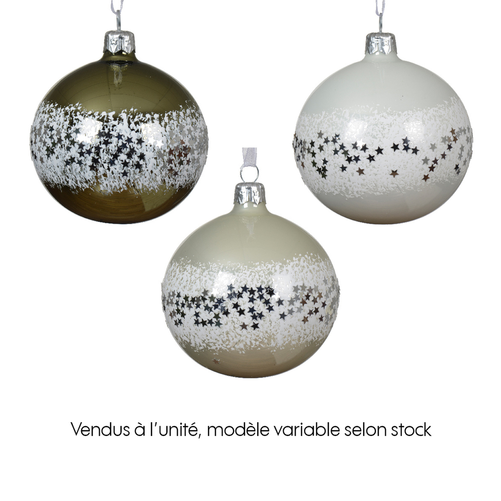 Boule de Noël en verre, pourtour avec motif 