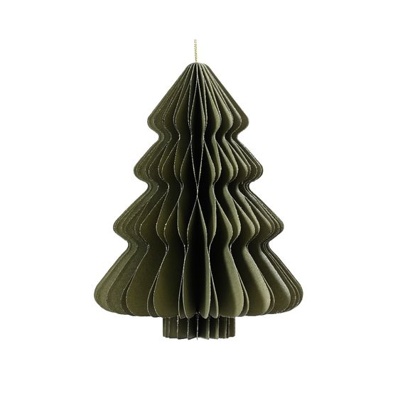 Suspension de Noël en papier : sapin, coloris vert - D.30xH.40cm
