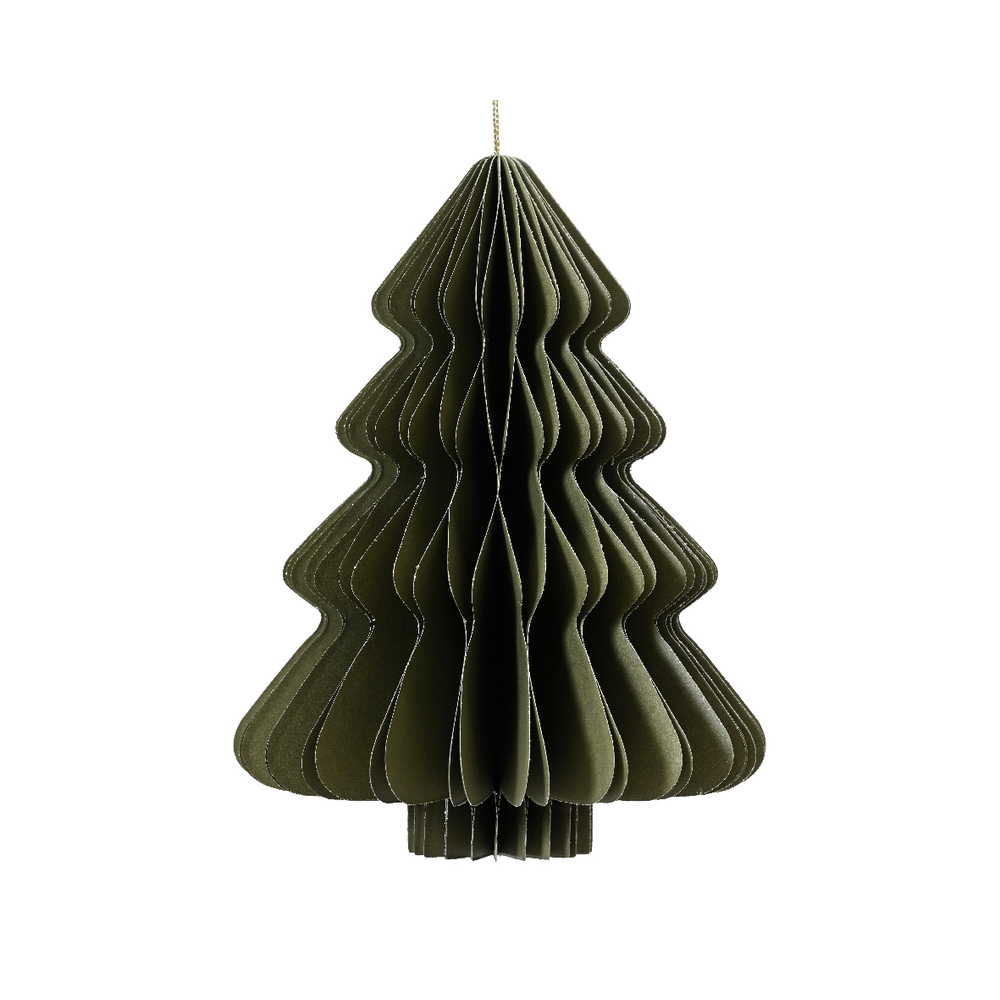 Suspension de Noël en papier : sapin, coloris vert - D.48xH.60cm