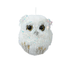Suspension de Noël : chouette avec sequins, coloris blanc - H.8cm