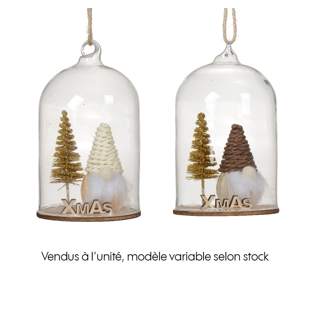 Suspension de Noël : Gnome en bois de pin et corde en papier H10.5cm