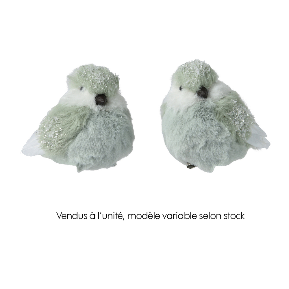 Suspension de Noël : oiseau avec fourrure artificielle - H.10cm