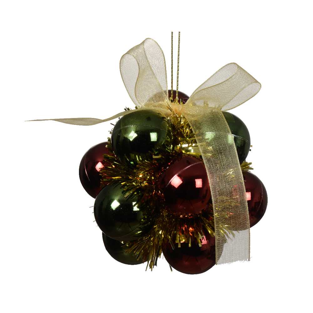 Boule de Noël en mousse scintillante, coloris bordeaux - D.9cm