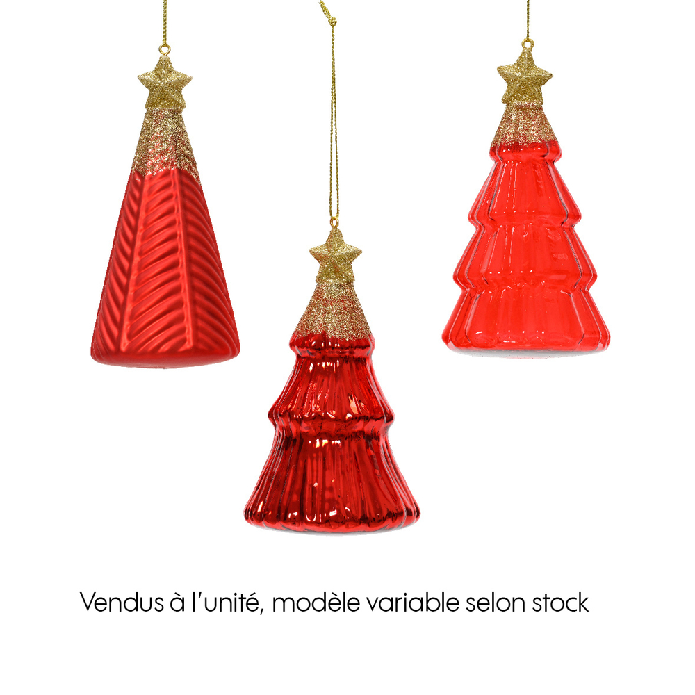 Suspension de Noël : sapin en verre avec étoile, coloris or - H.12,6cm