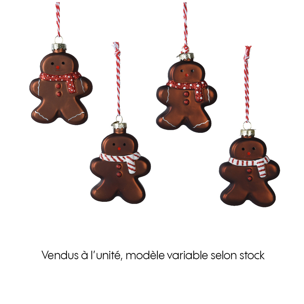 Suspension de Noël : pain d'épices en verre avec écharpe - H.11cm