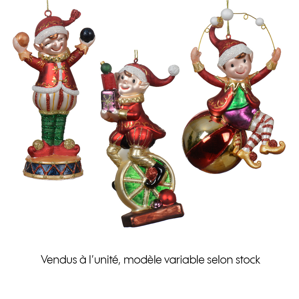 Suspension de Noël : Figurine en verre 7,7x5,4xH.14,7cm