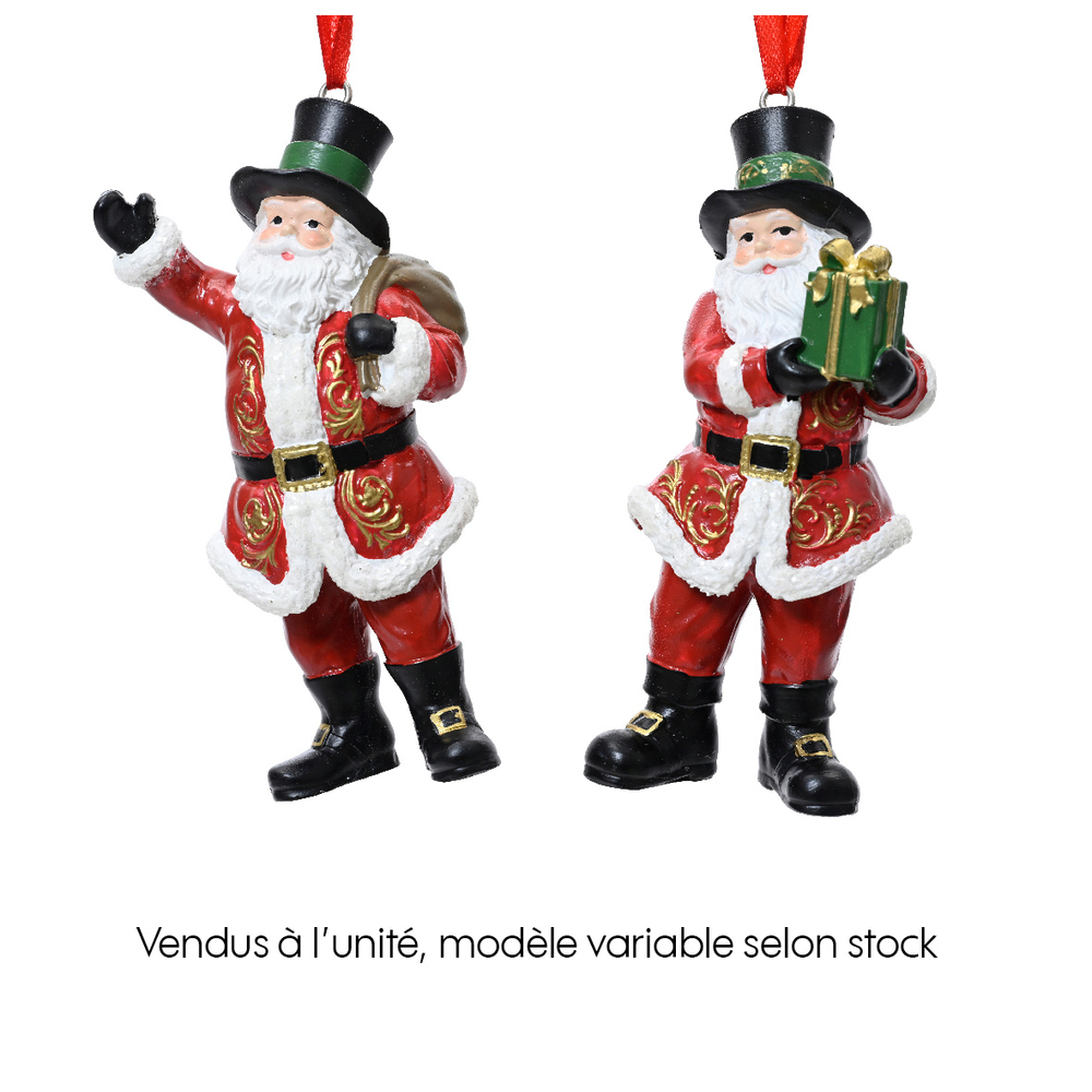 Suspension pour sapin : Père Noël en résine rouge - 3,5xH.10cm