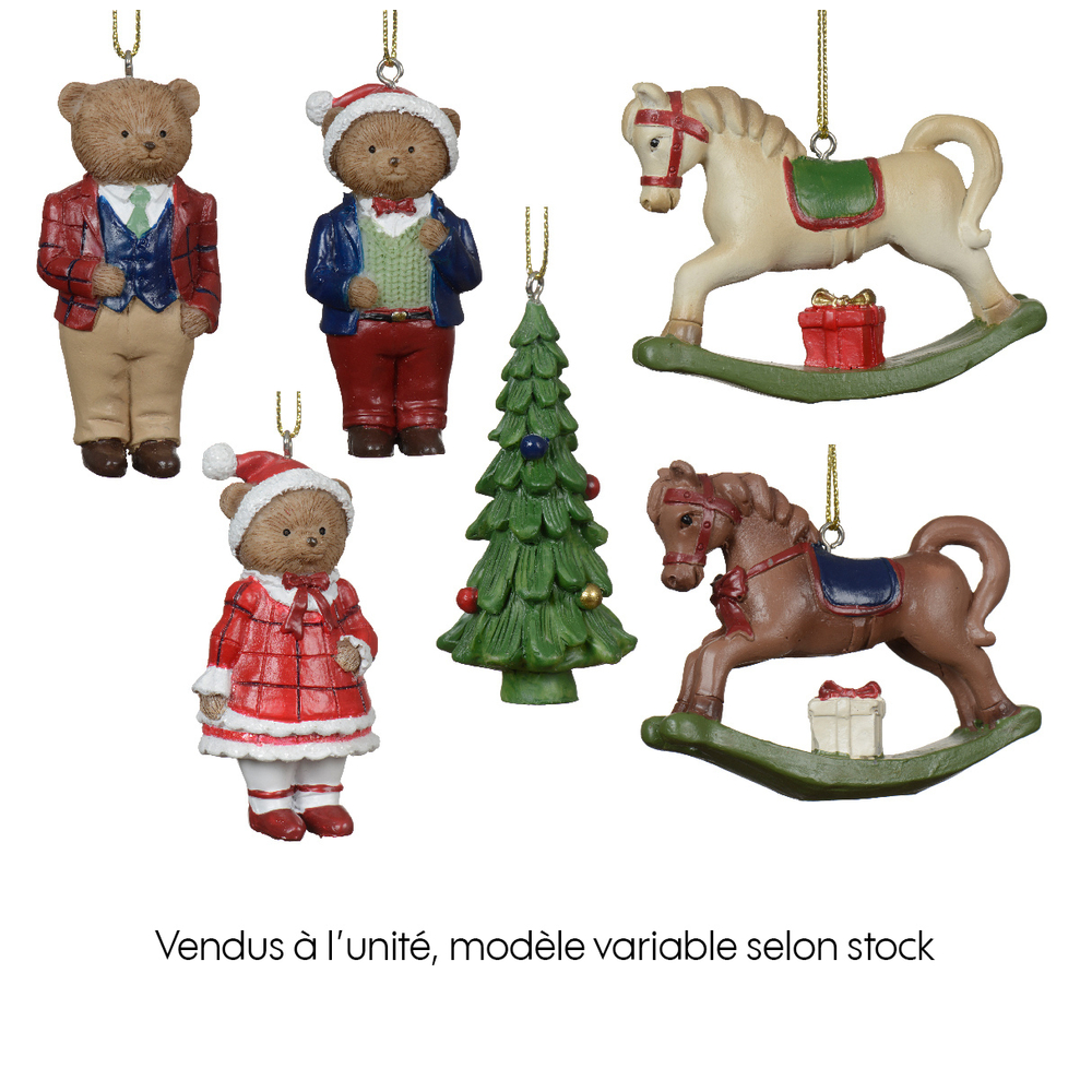 Suspension de Noël : figurine hivernale, coloris brun - H.7,5cm