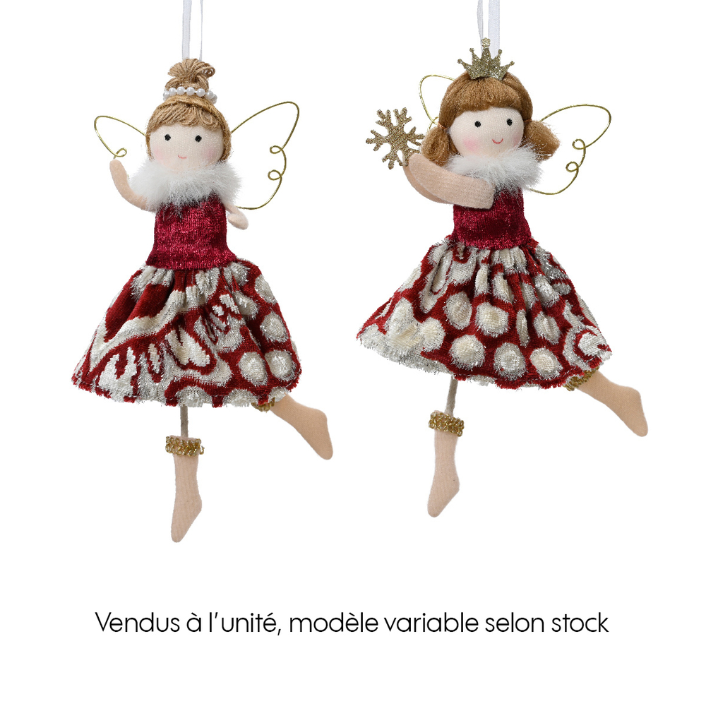 Suspension ange polyester ailes métal couronne 8x2.5 H17cm