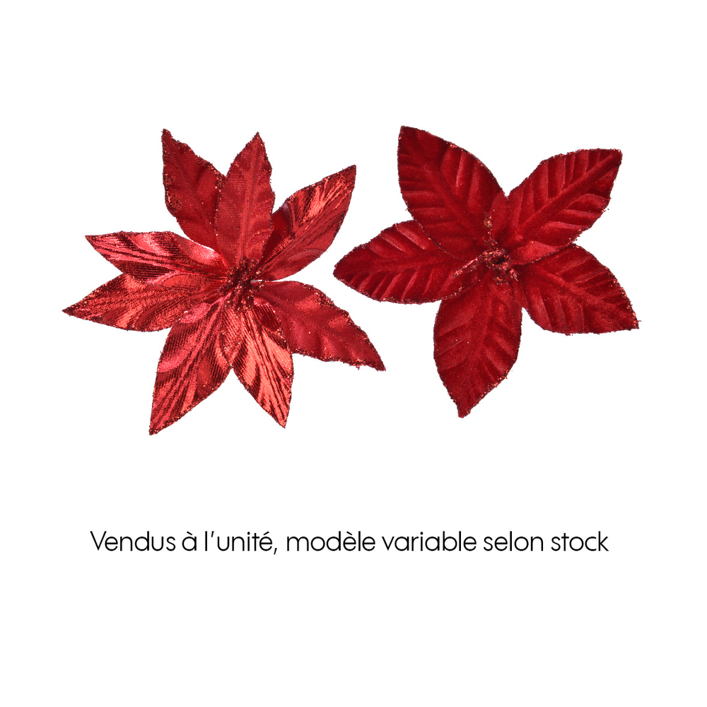 Suspension de Noël : Poinsettia en polyester rouge D.11cm