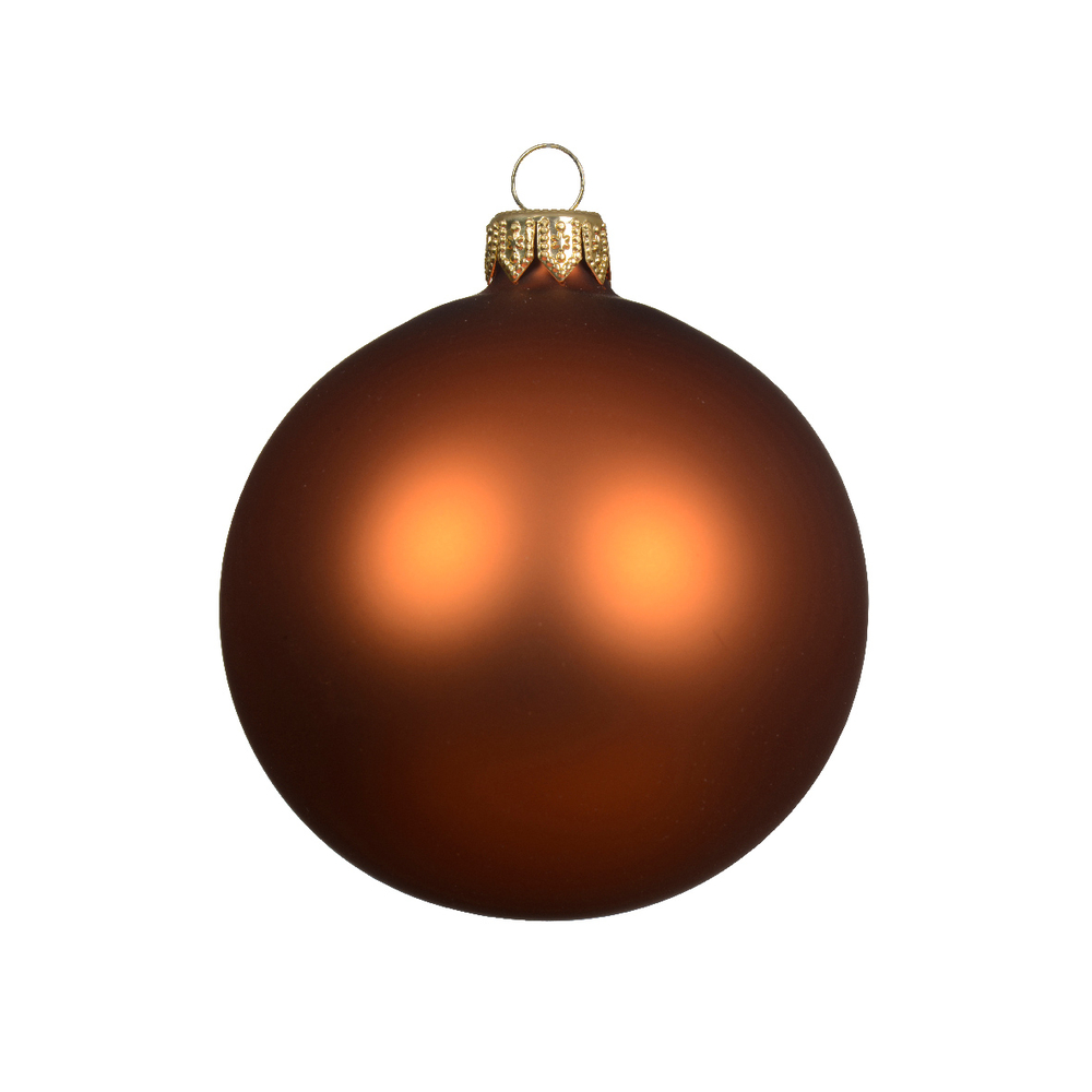 Boule de Noël en verre mat, coloris cidre chaud d 8cm