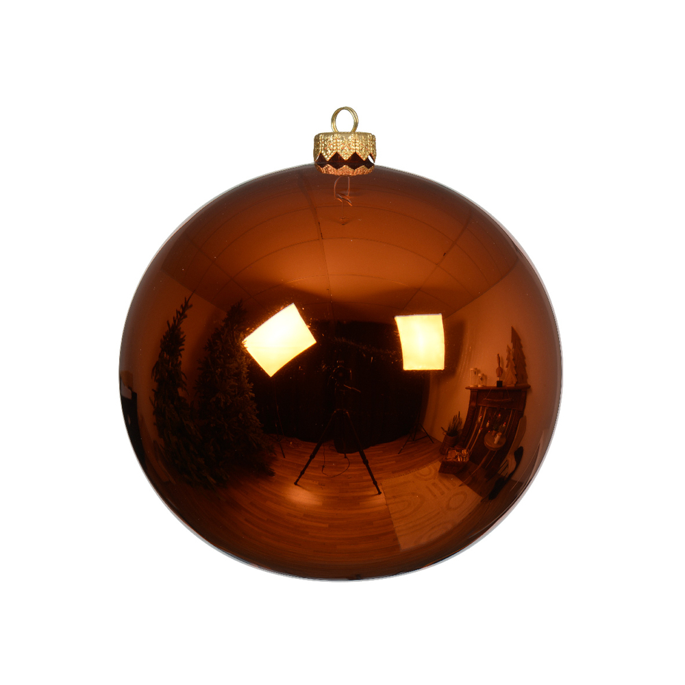 Boule de Noël en verre brillant, coloris cidre chaud d 10cm