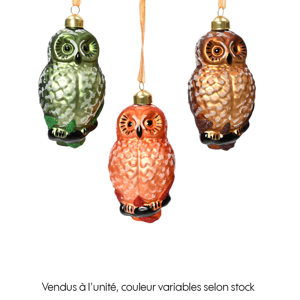 Suspension de Noël : Chouette en verre H.13,5cm